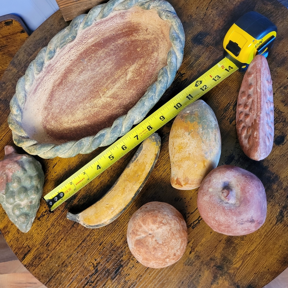 Vintage 1970s 7 piece terra cotta Fruit Basket with Assorted Fruits - Picture 5 of 14